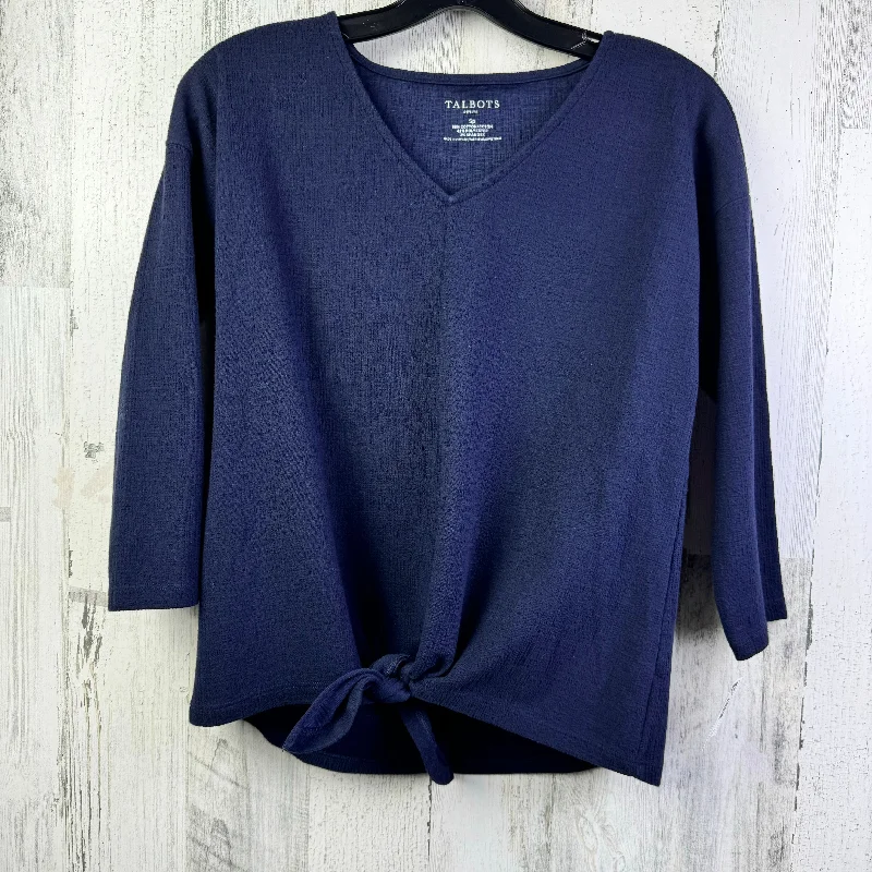 women's long sleeve tops for layeringTop Long Sleeve By Talbots In Navy, Size: S