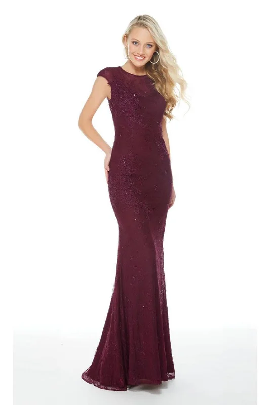 women's eco-friendly dressesAlyce Paris - Shimmer Lace Sheath Evening Gown 60261SC