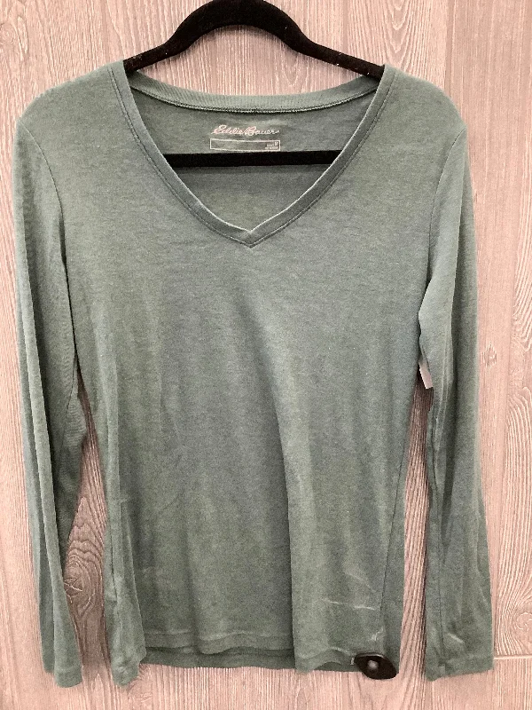 women's long sleeve tops with minimalist aestheticsTop Long Sleeve Basic By Eddie Bauer In Green, Size: M