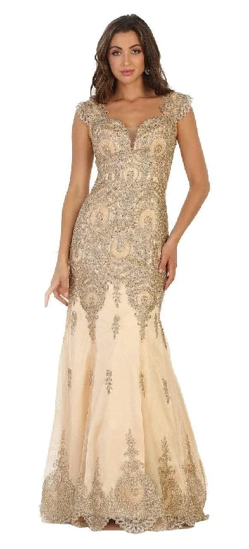 women's club dressesMay Queen Cap Sleeve Sweetheart Embroidered Evening Gown RQ7538