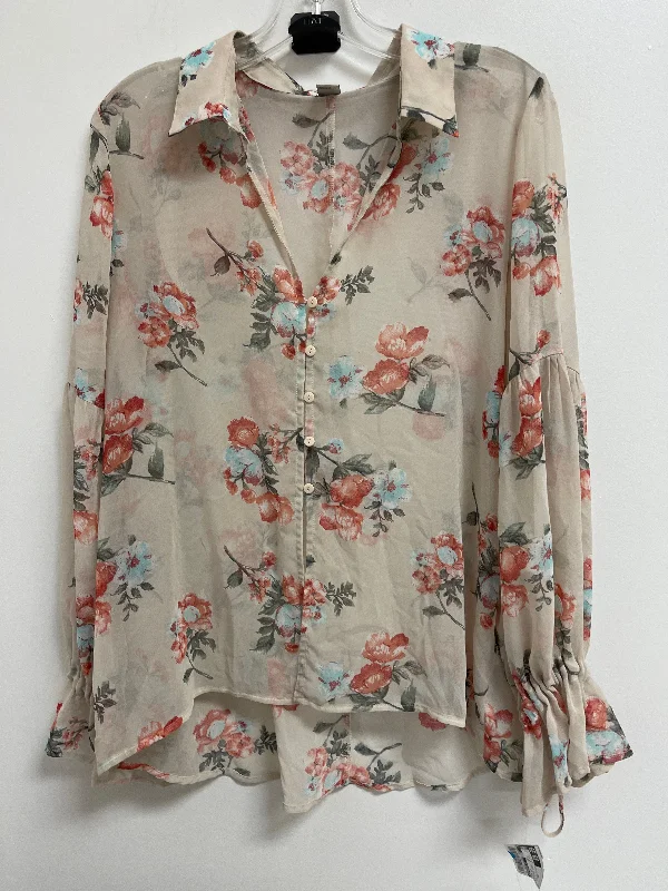 women's long sleeve tops with tall fitsTop Long Sleeve By Forever 21 In Floral Print, Size: M