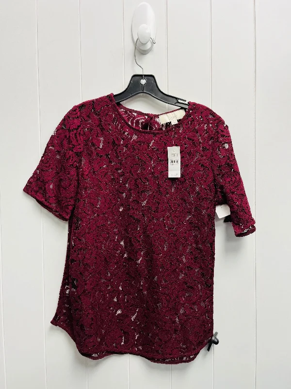 women's T-shirts with tie-dye patternsBurgundy Top Short Sleeve Loft O, Size S