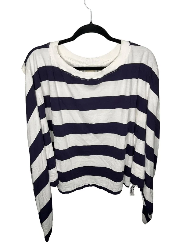 women's long sleeve tops with bohemian vibesTop Long Sleeve By Maeve In Blue & White, Size: Xl