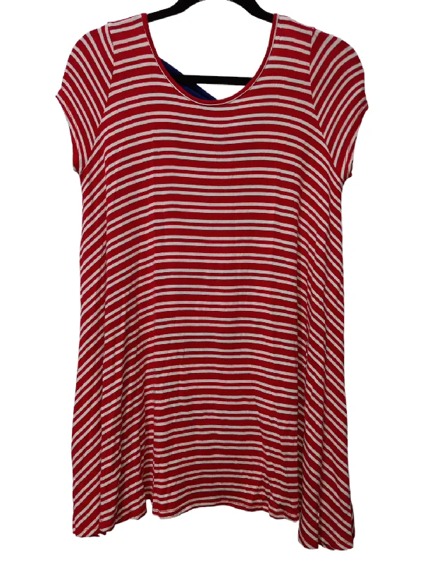 women's T-shirts with stretchable fabricStriped Pattern Top Short Sleeve Clothes Mentor, Size Xl