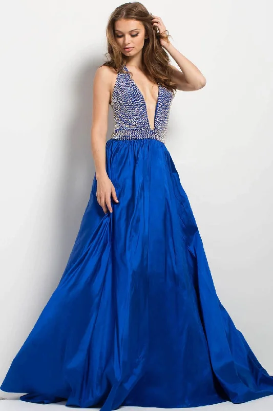 women's designer dressesJovani Plunging Crystal Crusted Evening Gown 45031  - 1 pc Royal In Size 4 Available