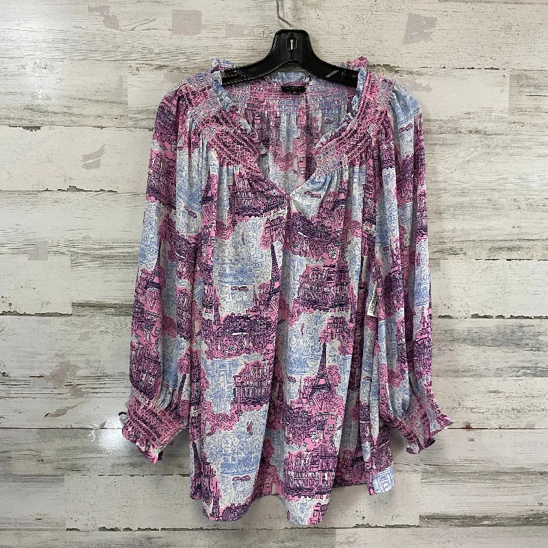 women's long sleeve tops with tie-dye patternsTop Long Sleeve By Talbots In Pink, Size: 2x