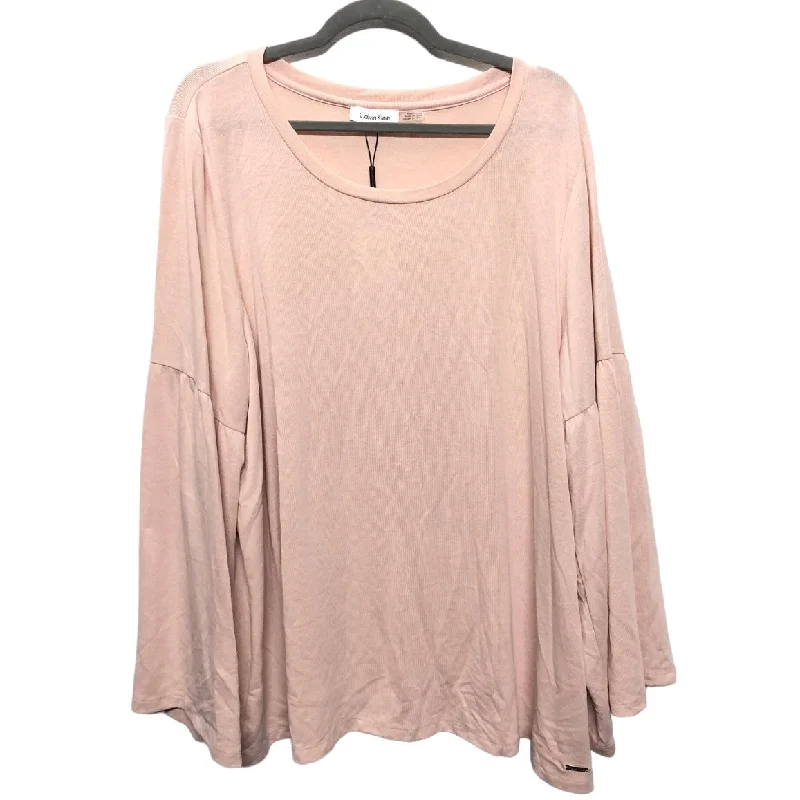 women's long sleeve tops with body-hugging silhouettesTop Long Sleeve By Calvin Klein In Pink, Size: 2x