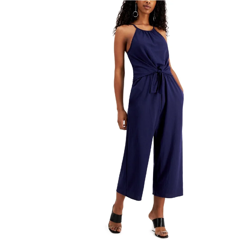 women's jumpsuits for glamorous eveningsSpeechless Womens Tie-Front Jumpsuit, Blue, Large