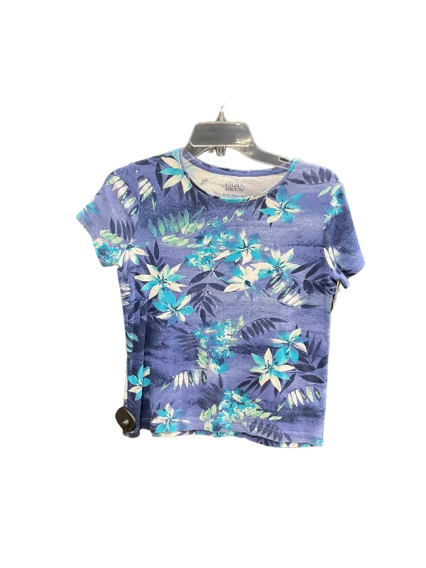 women's T-shirts with floral printsFloral Print Top Short Sleeve Basic Croft And Barrow, Size Petite   Xs