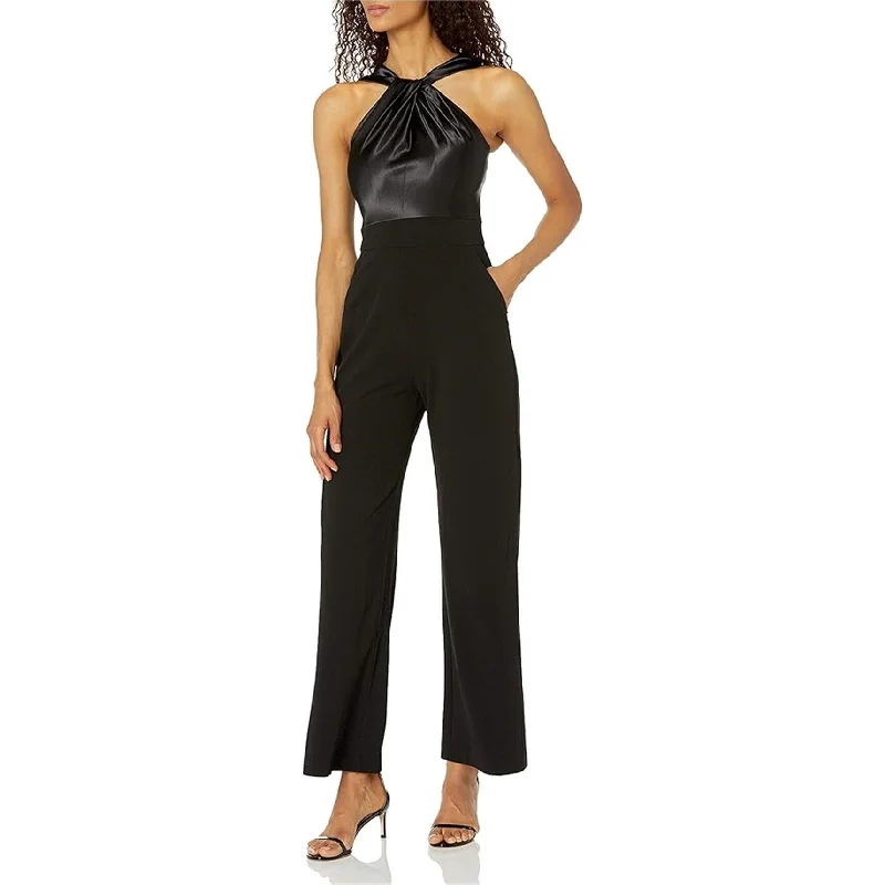 women's jumpsuits with buttonsEliza J Womens Twist Neck Jumpsuit, Black, 8