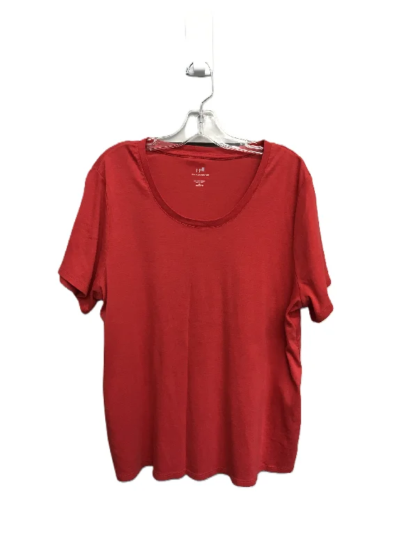 trendy women's T-shirtsRed Top Short Sleeve Basic By J. Jill, Size: 2x