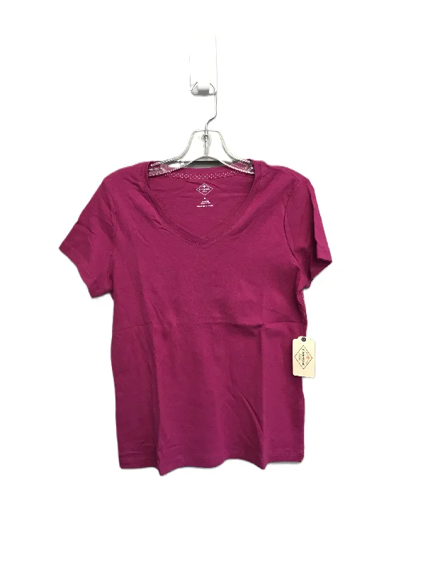 women's T-shirts made of cottonPink Top Short Sleeve Basic By St Johns Bay, Size: M