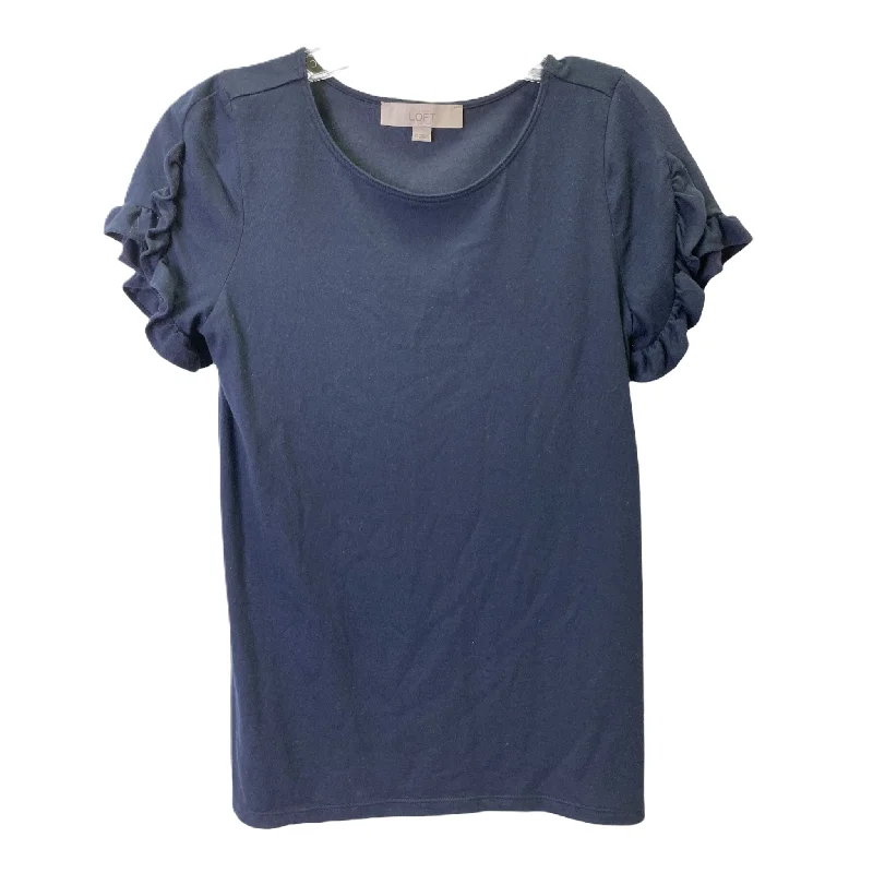 women's T-shirts with asymmetrical hemlinesBlue Top Short Sleeve By Loft, Size: Xl