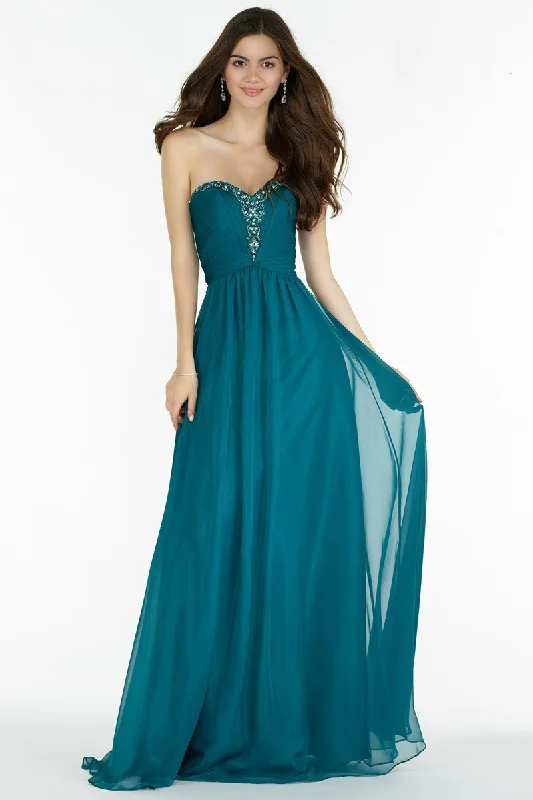 women's cocktail dressesAlyce Paris - Strapless Ruched A-Line Evening Dress 8022 - 1 pc Emerald in Size 10 Available