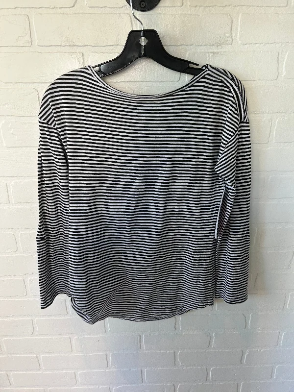 women's long sleeve tops with abstract designsTop Long Sleeve Basic By Loft In Black & White, Size: S