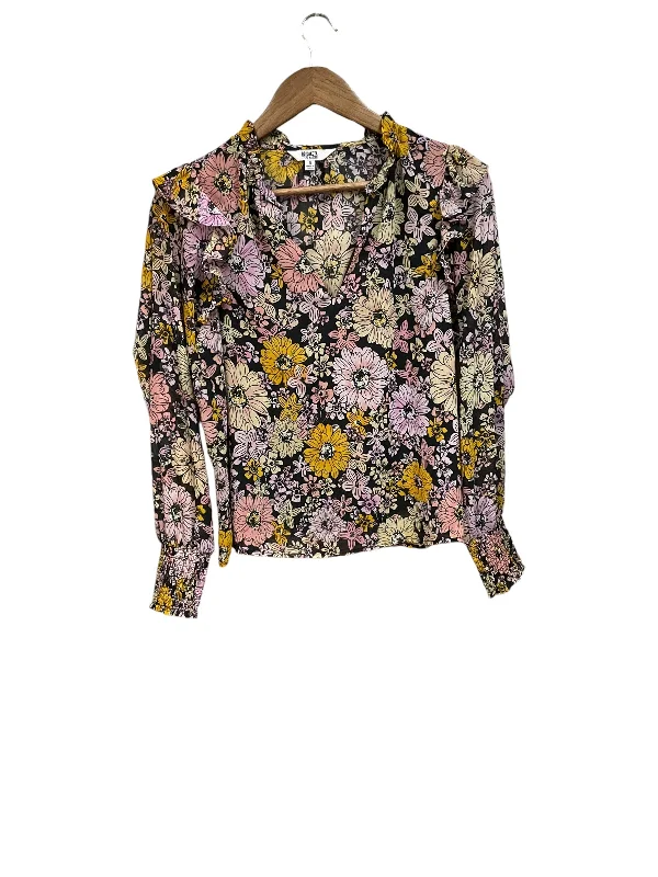 women's long sleeve tops with zippered closuresTop Long Sleeve By Bb Dakota In Floral Print, Size: S