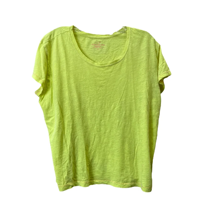 women's T-shirts with short torso lengthsYellow Top Short Sleeve Basic By Vineyard Vines, Size: S