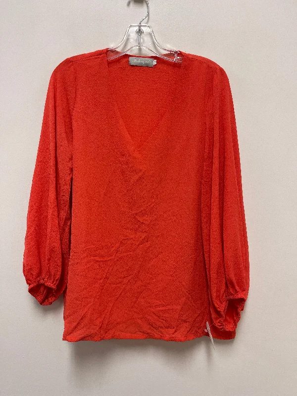 women's long sleeve tops for workTop Long Sleeve By Clothes Mentor In Orange, Size: M