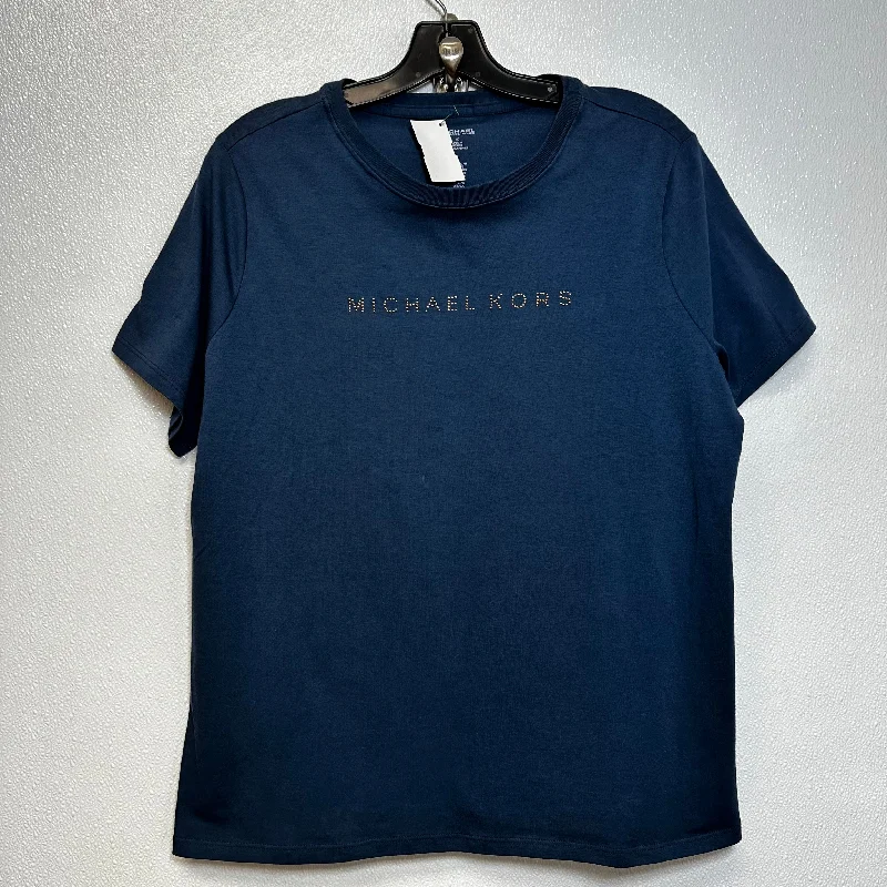 women's T-shirts with tall fitsBlue Top Short Sleeve Basic Michael By Michael Kors, Size 1x