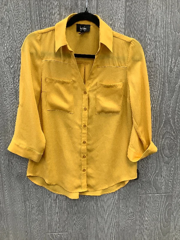 women's long sleeve tops with tall fitsTop Long Sleeve By By & By In Yellow, Size: S