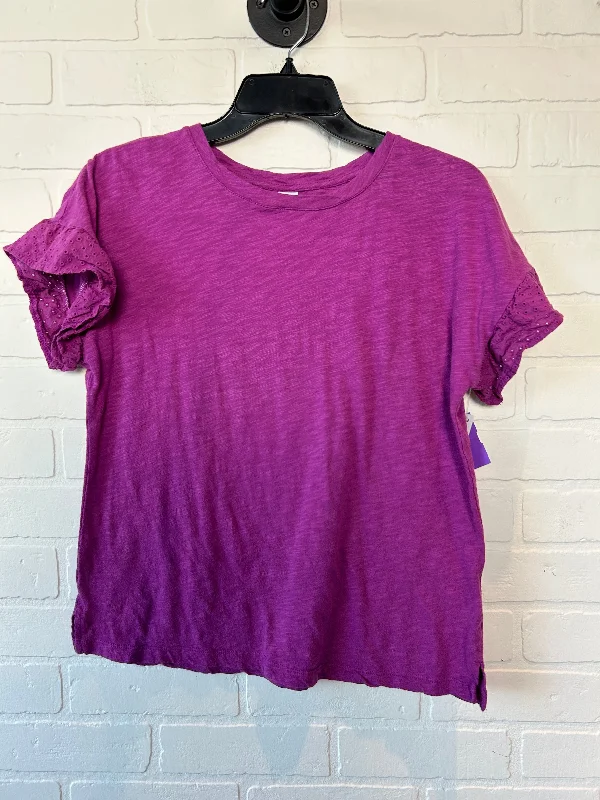 women's T-shirts with geometric patternsPurple Top Short Sleeve Old Navy, Size Xs