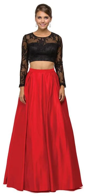 women's party dressesDancing Queen Two-Piece Long-Sleeved Lace Evening Gown 9445