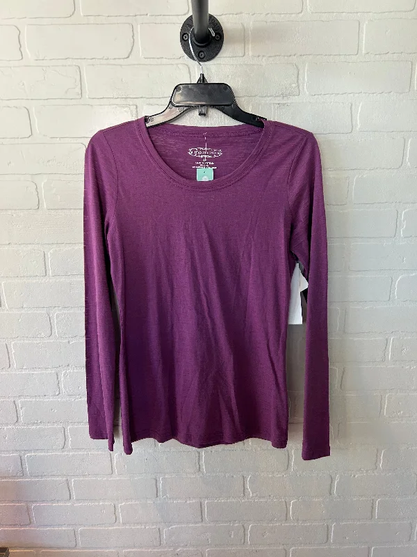 women's long sleeve tops with lace detailsTop Long Sleeve Basic By Maurices In Purple, Size: M