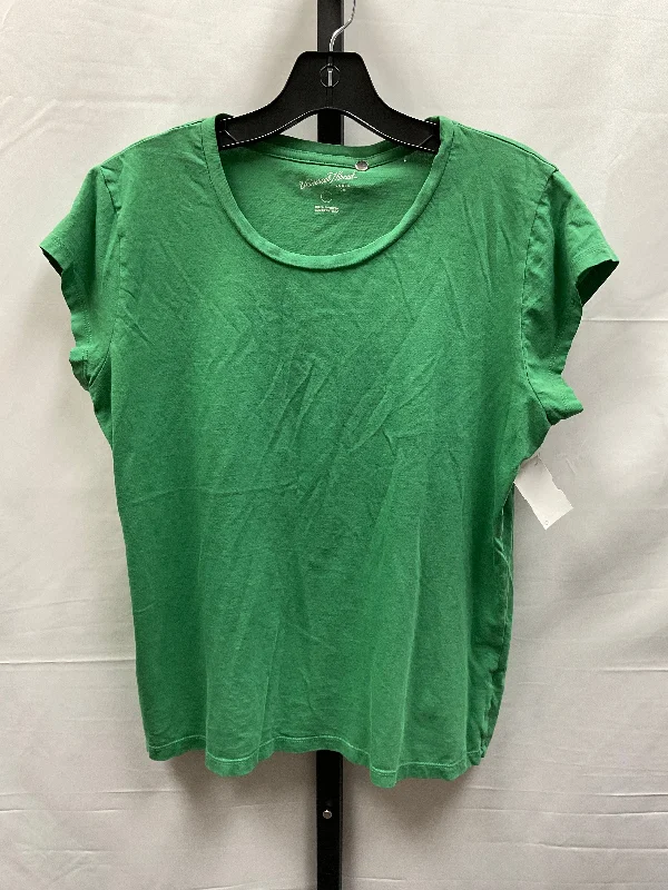 women's T-shirts with personalized messagesGreen Top Short Sleeve Basic Universal Thread, Size L