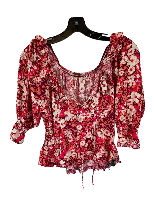 women's long sleeve tops for outdoor activitiesTop Long Sleeve By Free People In Floral Print, Size: S