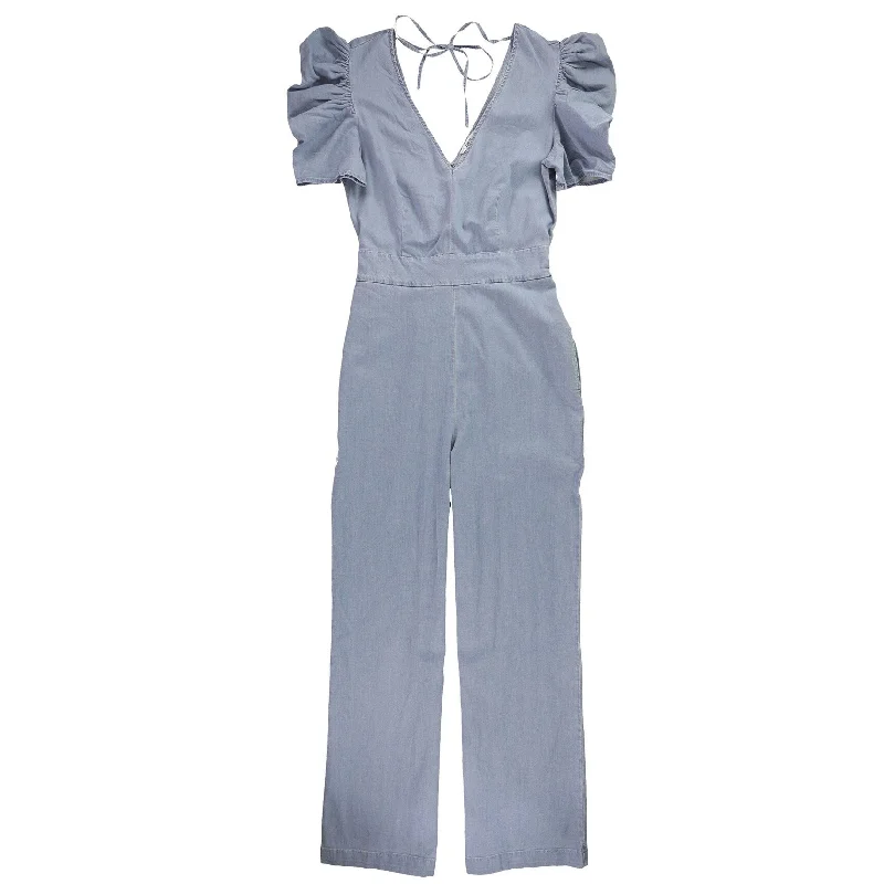 women's jumpsuits with off-the-shoulder sleevesBar Iii Womens Denim Jumpsuit