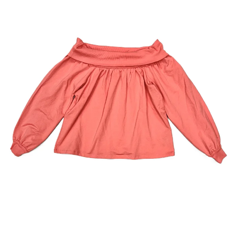 women's long sleeve tops with ribbon tiesTop Long Sleeve By Maeve In Coral, Size: L