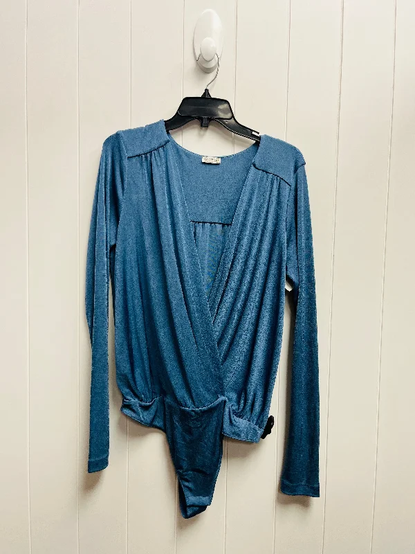 women's long sleeve tops with stretchable fabricTop Long Sleeve By Free People In Blue, Size: Xl