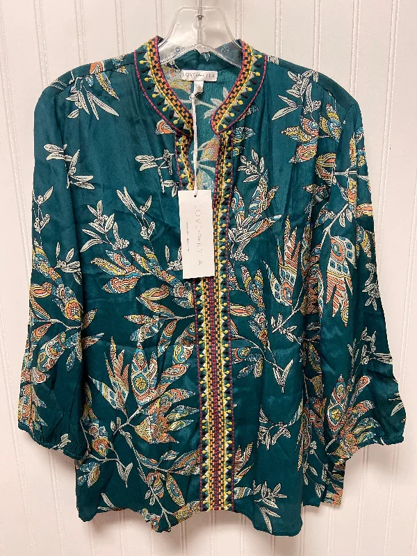 women's long sleeve tops with V-necksTunic Long Sleeve By Cma In Teal, Size: S