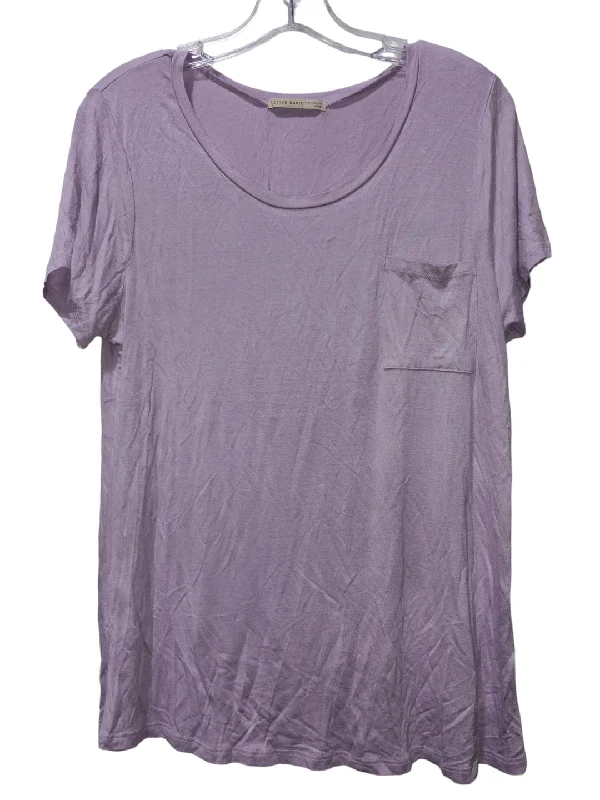 women's T-shirts with lace-up backsPurple Top Short Sleeve Clothes Mentor, Size L