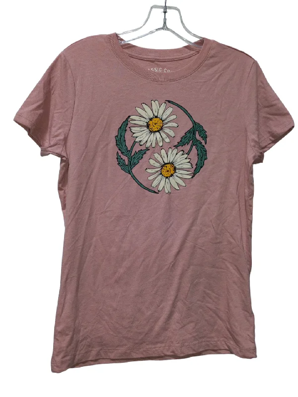 women's T-shirts with ruffle accentsPink Top Short Sleeve Aeropostale, Size L