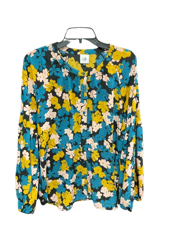 women's long sleeve tops made of cashmereTop Long Sleeve By Cabi In Floral, Size: L