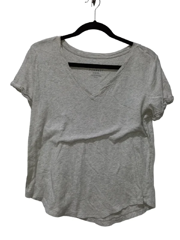 women's T-shirts with ribbed hemsGrey Top Short Sleeve Basic Aeropostale, Size Xs