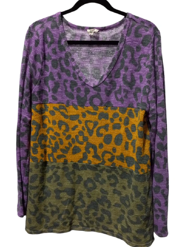 women's long sleeve tops with floral printsTop Long Sleeve By Bibi In Animal Print, Size: Xl