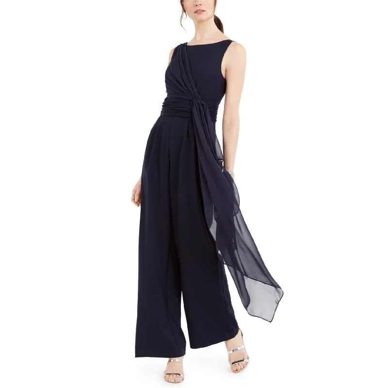 women's jumpsuits for formal eventsEliza J Womens Chiffon-Drape Jumpsuit, Blue, 2