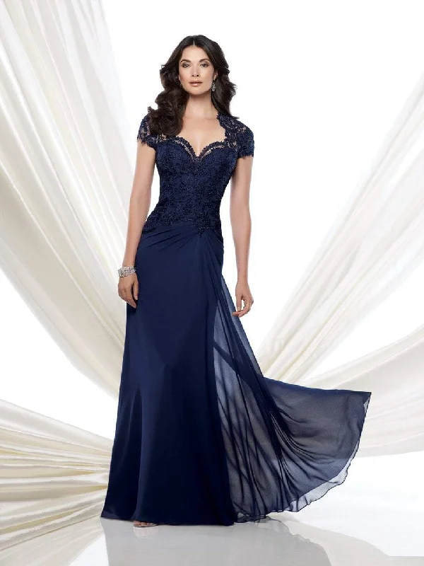 women's glam dressesMon Cheri - 115974SC Beaded Lace Queen Anne Evening Dress