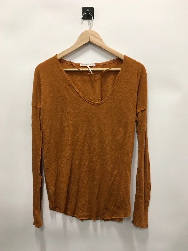 women's long sleeve tops with eco-friendly productionTop Long Sleeve By Free People In Orange, Size: Xs