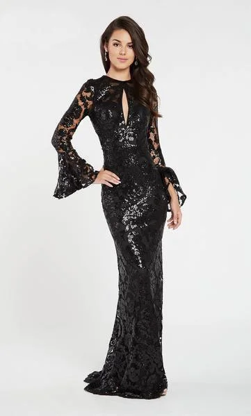 women's glam dressesAlyce Paris - Bell Cuff Long Sleeve Sequin Evening Dress 60478SC