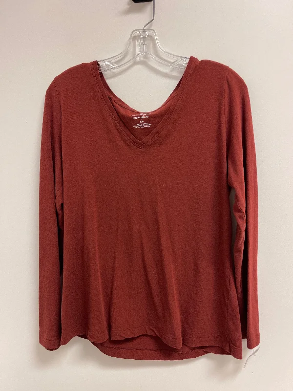 women's long sleeve tops with relaxed fitsTop Long Sleeve By Banana Republic In Orange, Size: L