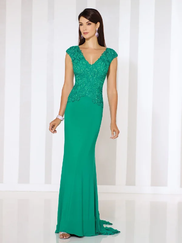 women's fashionable dressesMon Cheri Embroidered Cap Sleeves Fitted Evening Gown 116667 - 1 pc Green in Size 10 Available