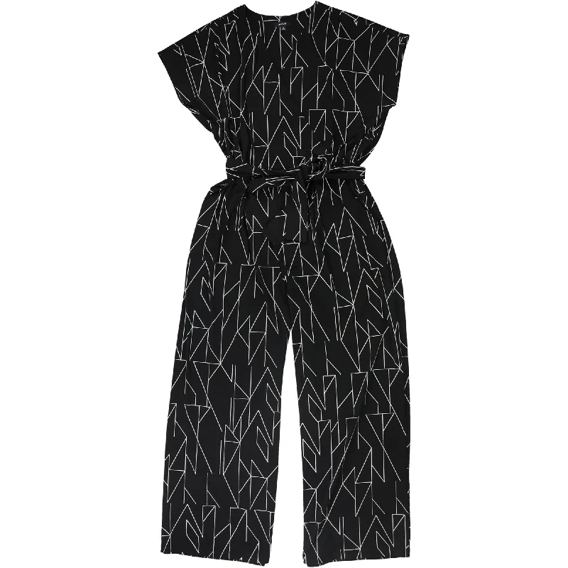 women's cozy jumpsuitsAlfani Womens Printed Wide Leg Jumpsuit