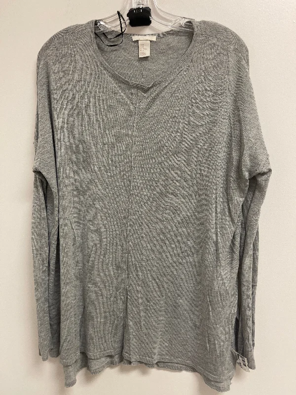 stylish women's long sleeve topsTop Long Sleeve By H&m In Grey, Size: M