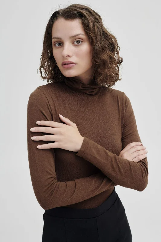 women's tops with beading accentsB Young Pamila Turtleneck in Brunette