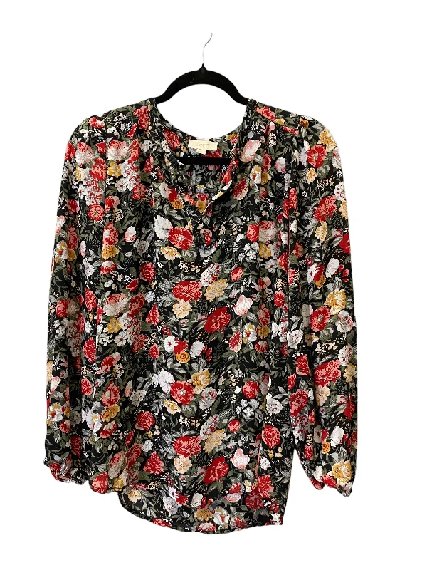 women's long sleeve tops for travelTop Long Sleeve By Loft In Floral Print, Size: Xs