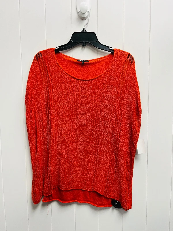 women's T-shirts with ruffle accentsOrange Top Short Sleeve Lafayette 148, Size S