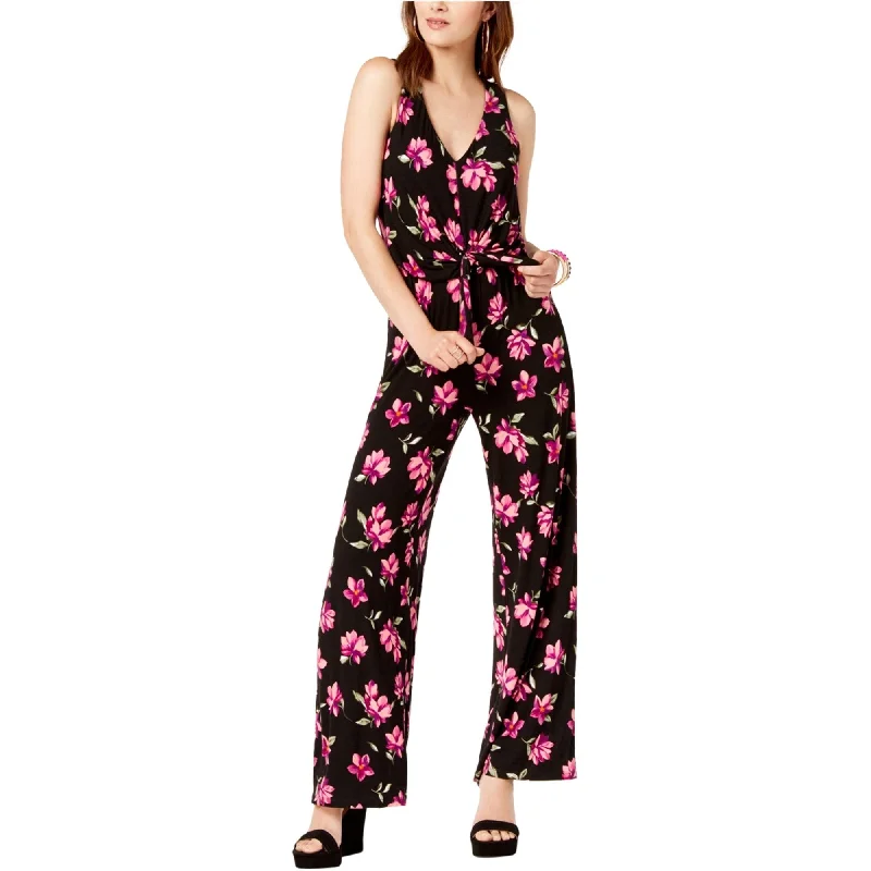 women's formal jumpsuitsI-N-C Womens Tie Front Jumpsuit, Black, X-Large